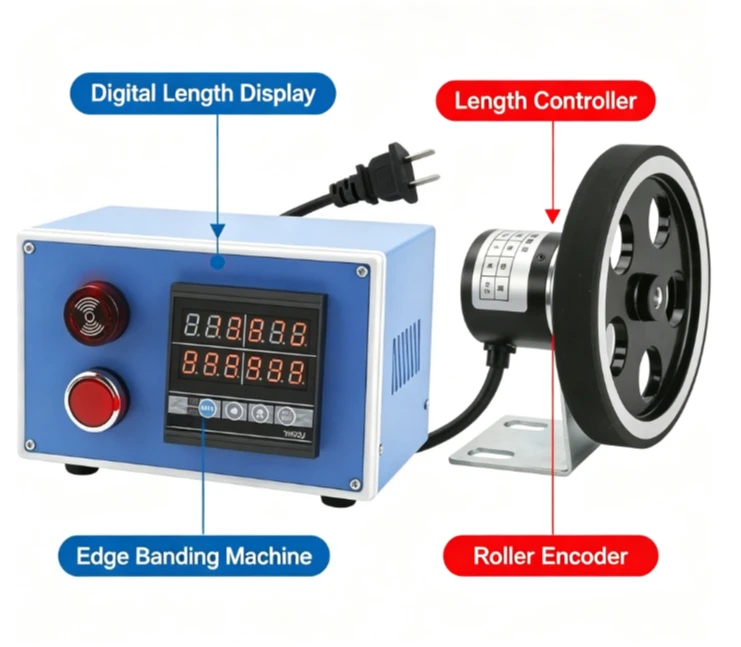 High Precision Roller‑Type Digital Length Meter Counter YH72 Encoder Controller for Edge Banding Machine Measuring Equipment
