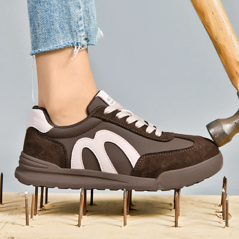 Zapatos de seguridad para el trabajo para mujer, zapatos de seguridad cómodos, zapatillas con punta de acero, botas de trabajo de verano antideslizantes y transpirables ligeras