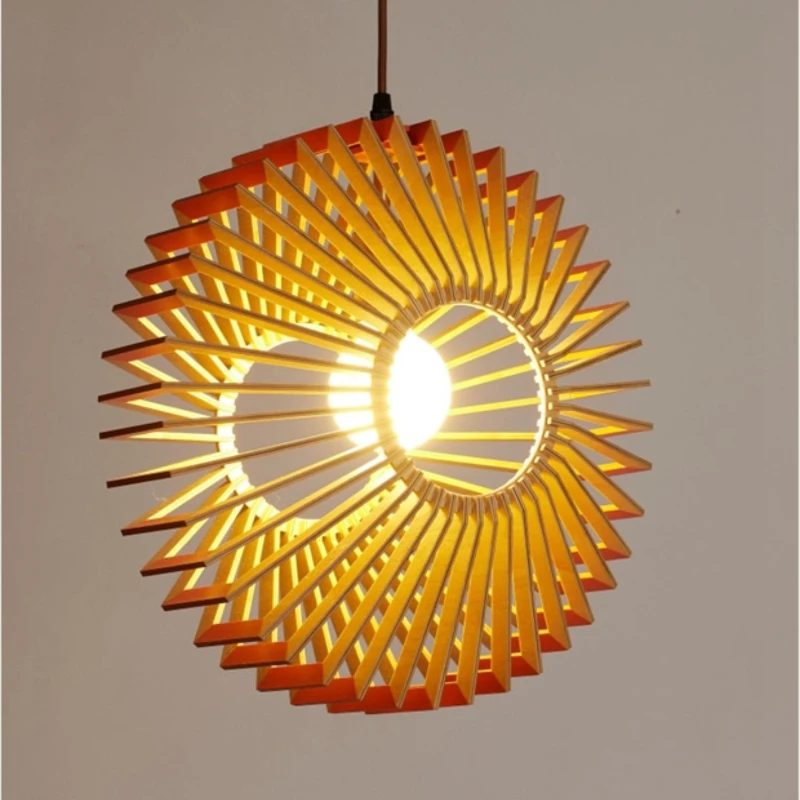 

SANDYHA Nordic Pendant Light Wooden Chandeliers for Living Room Bedroom Decoration Home Led Lamp Lighting Hollow Out Design 2024