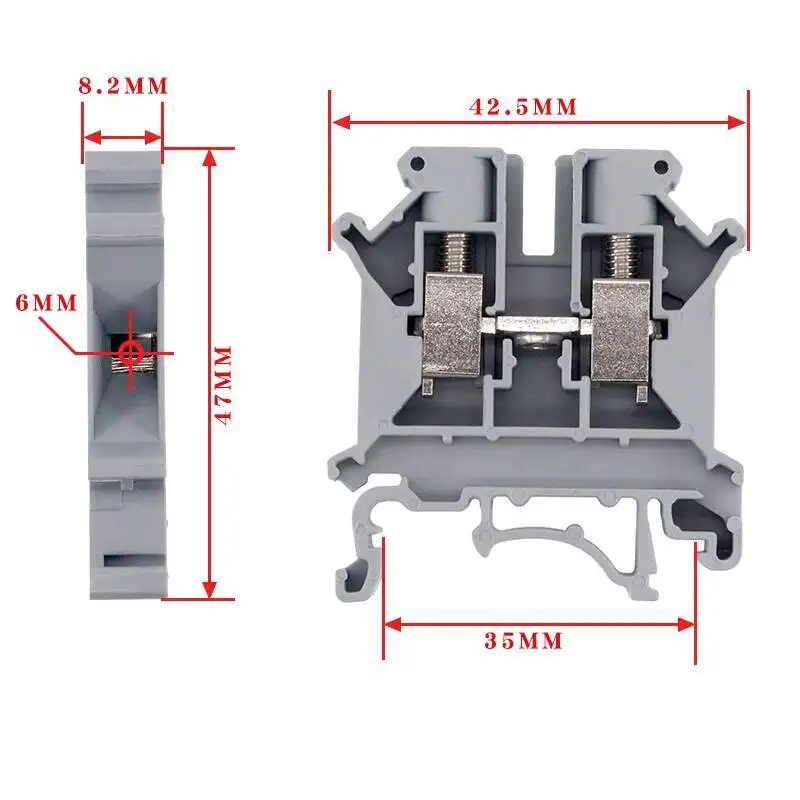 10 Stück UK2.5B Schienenmontierter Klemmenblock UK-5N 3N 6N 10N Spannungsstreifen Schnellverbindung 2,5 mm² – Detail 9