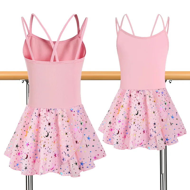 Girl Christmas Sleeveless Dress Ballet Dance Leotards for Girl Gymnastics Dance Skirts with Shiny Sequins and Double Straps