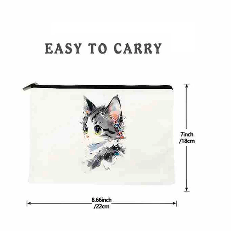 Animal Cute Casual Makeup Bag Travel Portable Storage Storage Bag Mini Toiletry Bags Black Cat Printing Women Cosmetic Bags