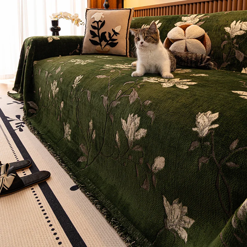 

Осенне-зимний утолщенный ретро-чехол для дивана из флиса под норку, легкий люкс, цельный, теплый, противоскользящий, высококачественный.