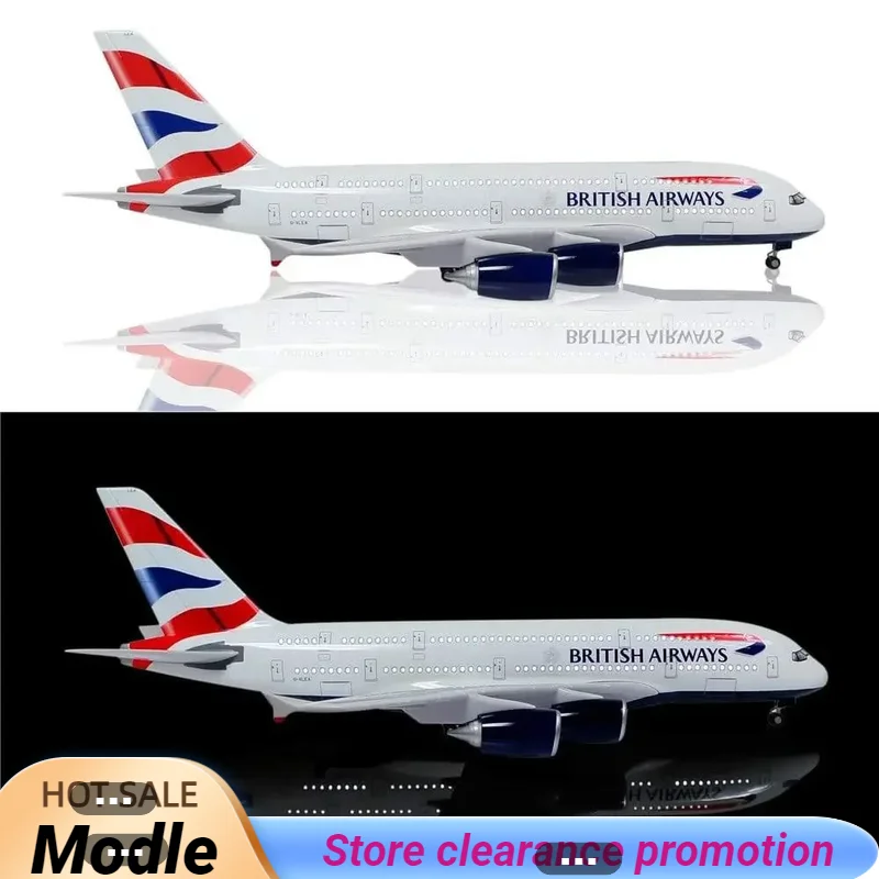 

1:160 Scale Diecast Plane Model British Airways A380 Model Airplane Collection with LED Light Touch or Sound Control for Gifting