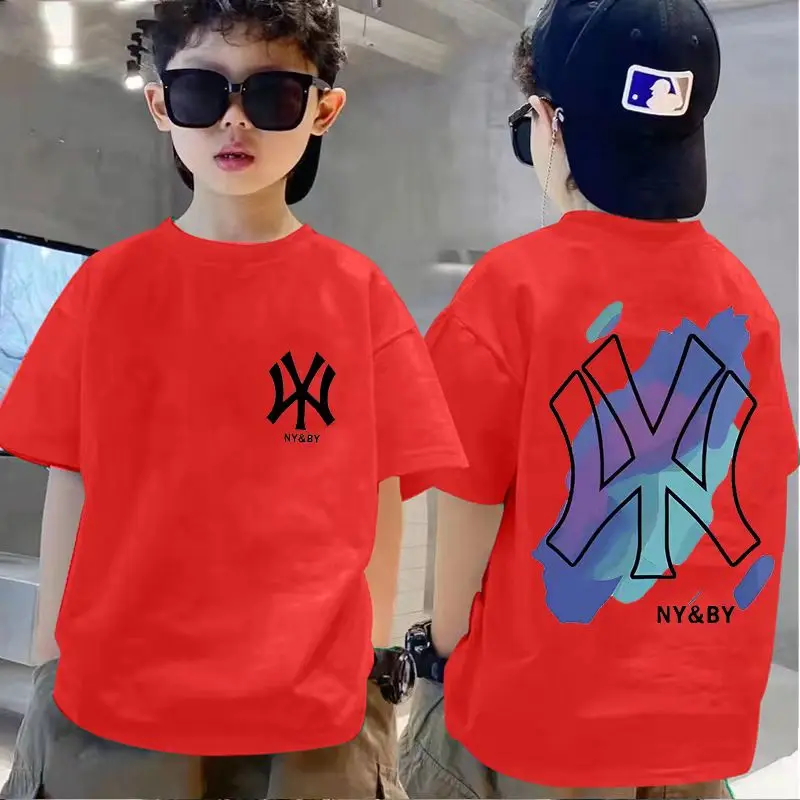 Childrens Pure Cotton T-shirt Luxury Brand  Print T-shirt O-neck Short Sleeve Kids Clothes Boys Clothes Girls Clothes Teenagers