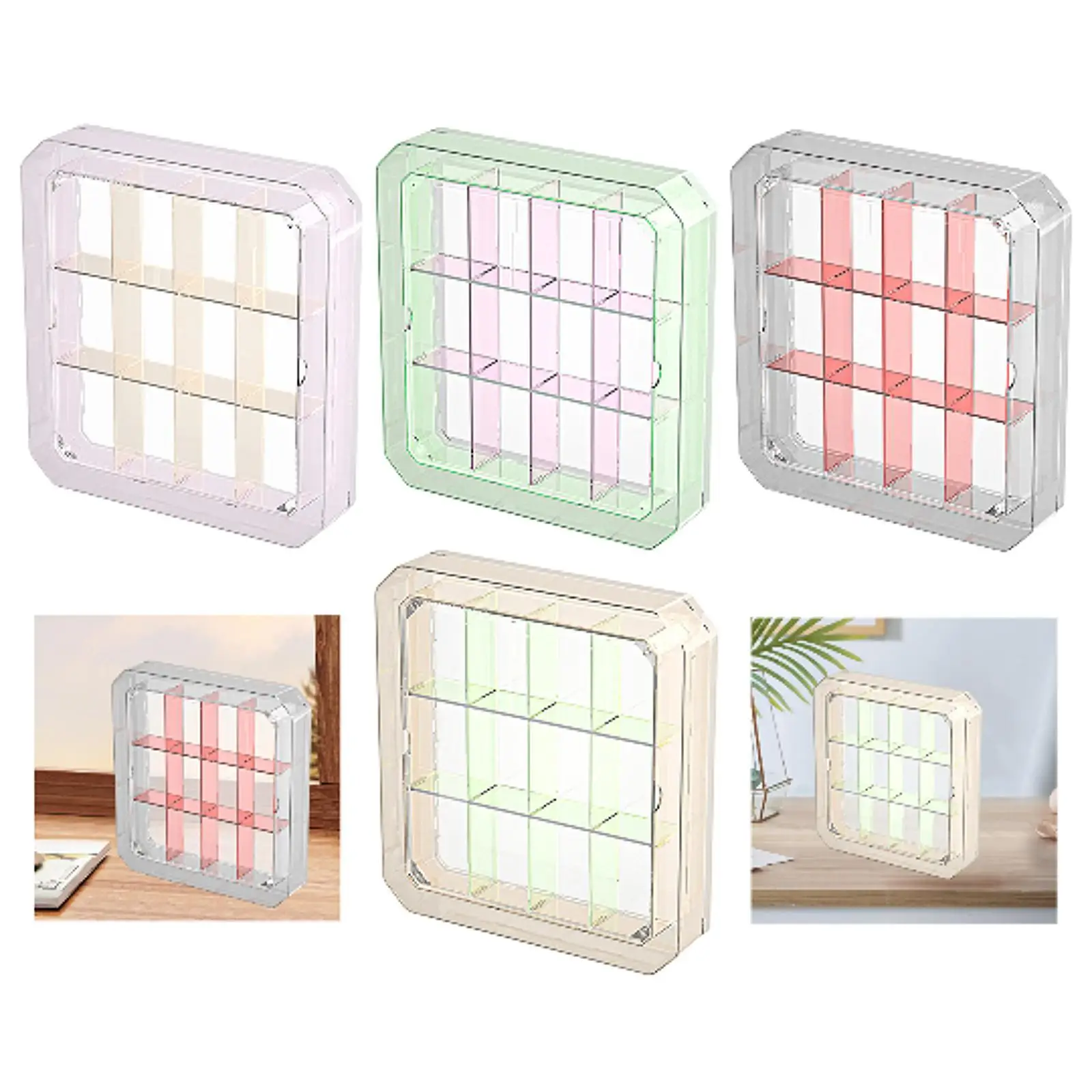 

Acrylic Figure Display Case Dolls Miniature Figurines Toys Dustproof Cabinet