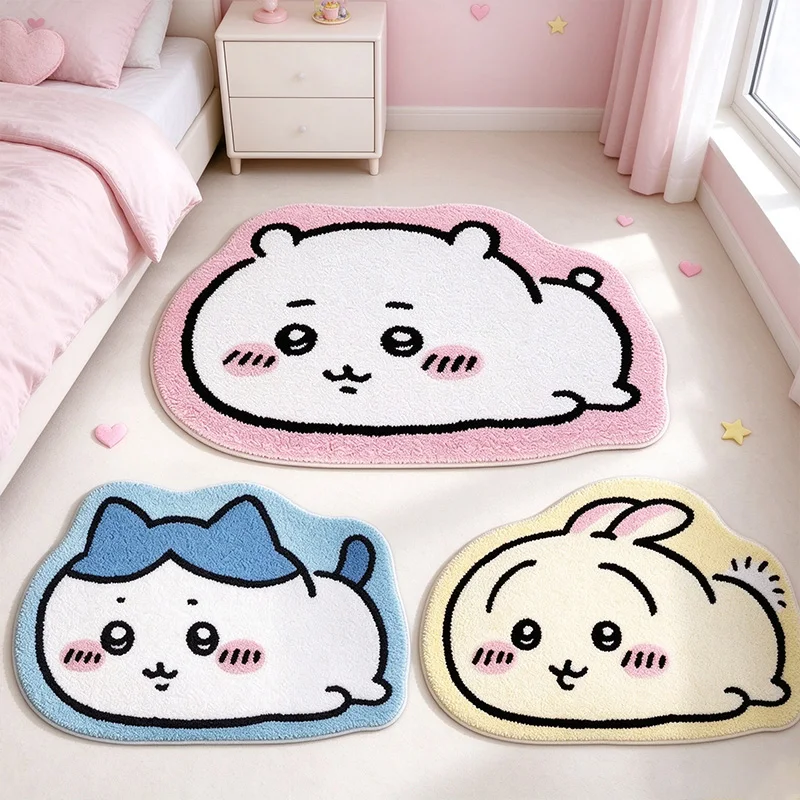 Alfombra de dibujos animados de Chiikawa, alfombra de felpa de Hachiware Usagi, alfombra antideslizante para baño, cojín para coche, decoración suave para sala de estar, 2026