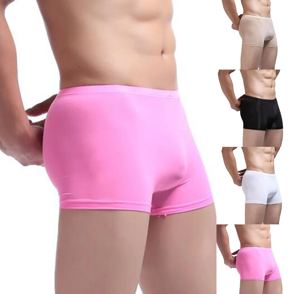 Popular Silky Men Ice Silk Underwear Low Rise Brief Trunks Male Seamless Boxers Shorts High Stretch Swimwear Beachwear Panties