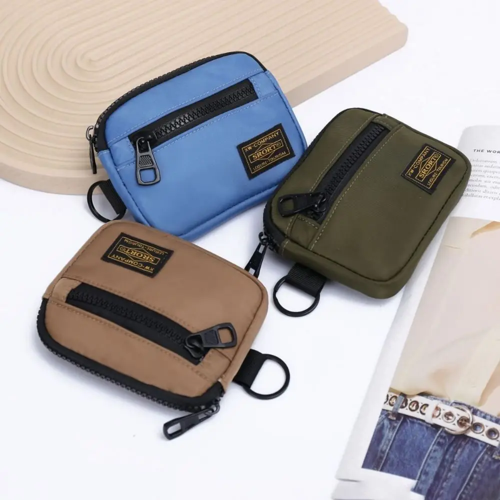 Fashion Canvas Coin Purse Zipper Card Holder Storage Bag Solid Color Earphone Bag Boy