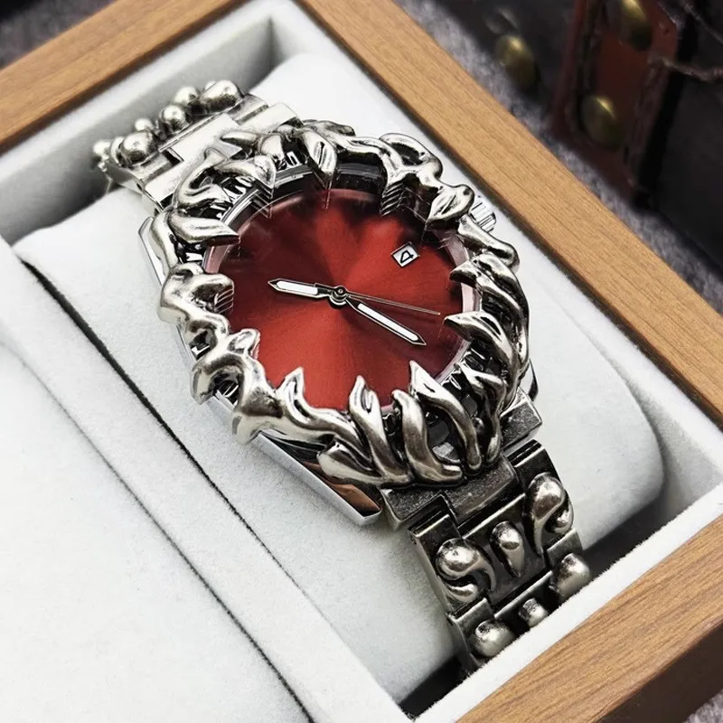 

Y2K Demon Claw Средневековый корпус Кварцевые часы Мужские горячие старые уникальные креативные роскошные мужские часы Светящиеся стальные часы