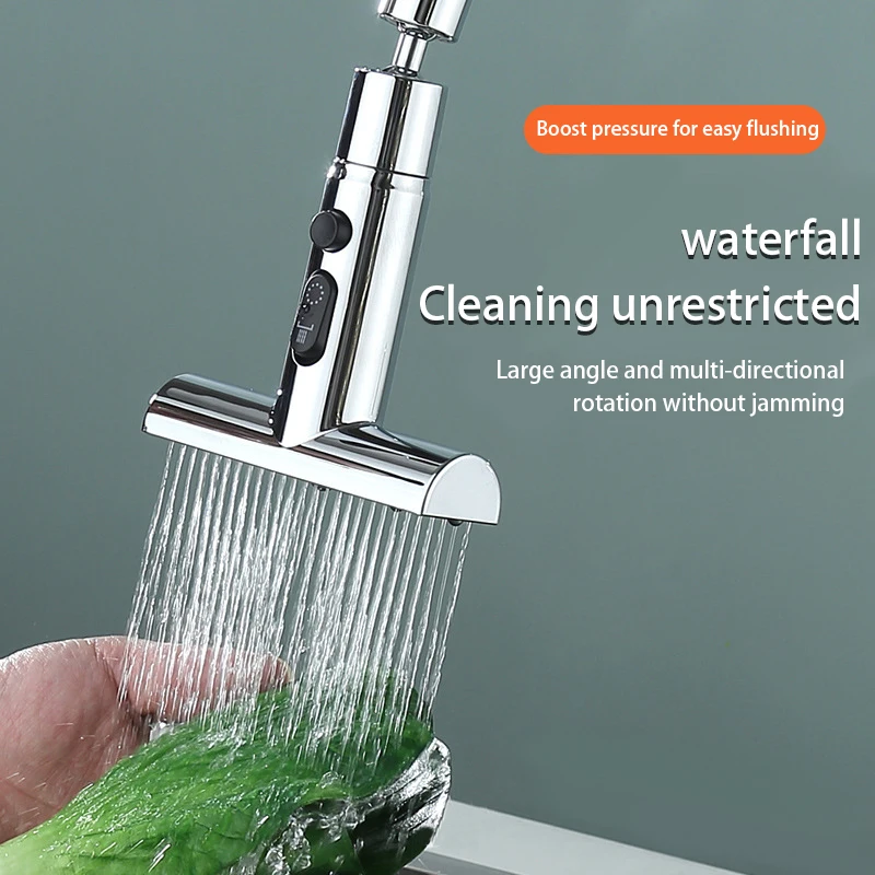 Binglin Kitchen Sink Waterfall Faucet Bubbler Splash-proof 3 Modes Spout Bathroom Basin Tap Extender Water Saving Adapter