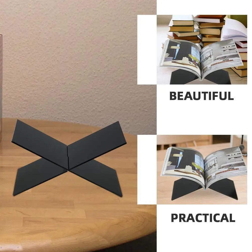 X Shaped Bookshelf Student Desk Shelf Acrylic Book Holder Stand Reading Rack Display Storage Solution Compact Lightweight