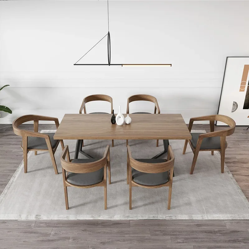 

The product can be customized Nordic solid wood dining table Simple small-sized household living room dining table and chai