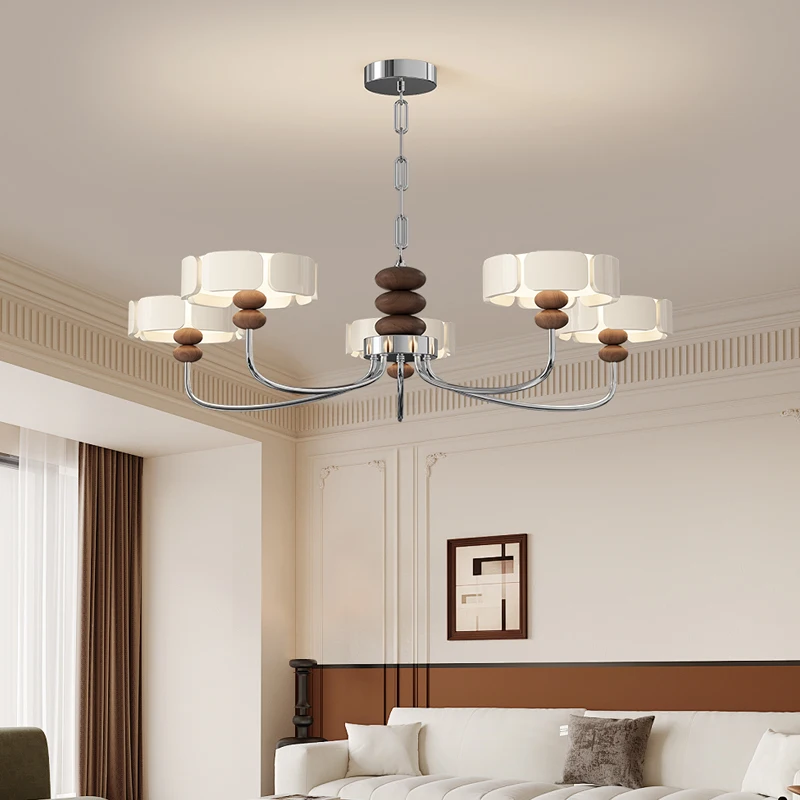 4 Heads Nordic LED Chandelier White Vintage Winds Ceiling Lamp For Living Room Bedroom Indoor Warm Luxury Home Decoration 2024