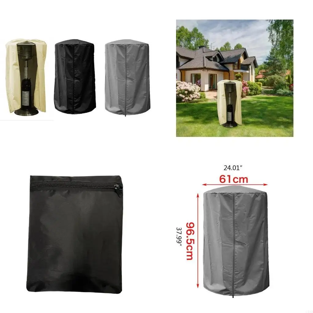 

Universal Oxford Cloth Heater Cover with Zipper Outdoor Standup Patio Heater Dust Cover Household Waterproof Dust Cover C5AD