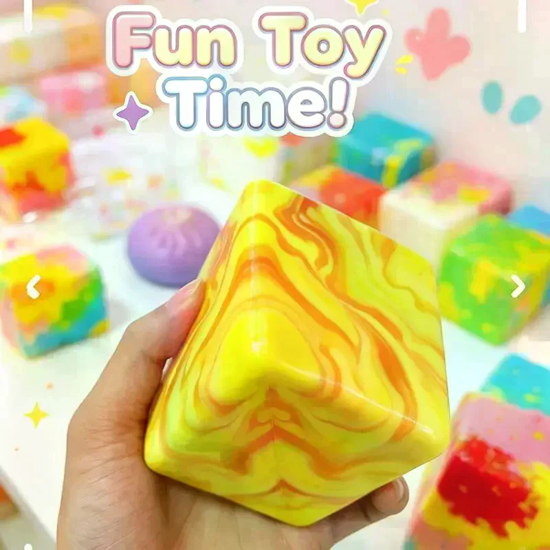8cm Color Swirl Simulated Cheese Squishy Toy Maltose Slow Rising Decompression Fidget High Appearance Stress Reliever