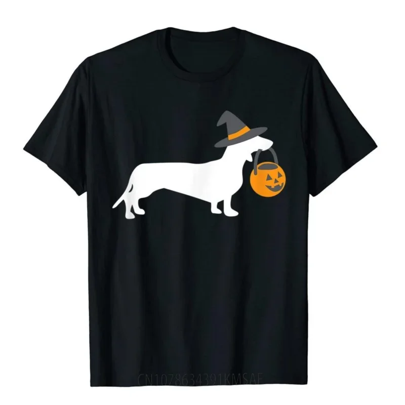 Dachshund Halloween T-Shirt Funny Cute Doxie Dog Owner Gift Beach Tops Tees Cotton Man T Shirts Funny Popular Harajuku Camisas