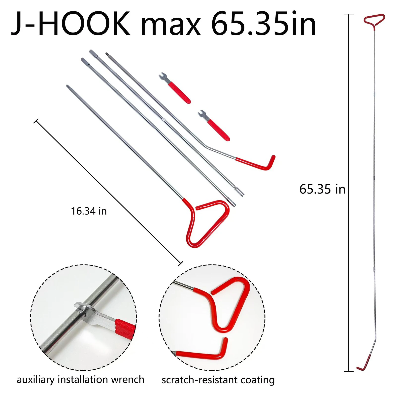 18Pcs Car Door Opening Tool Kit Professional Automotive Lock Out Emergency Unlock Tools Long Reach J-Hook Rods Air Wedge Pump Bag Plastic Trim Pry Tools with Storage Bag & Protective Gloves for Vehicle Door Window Repair - view 2
