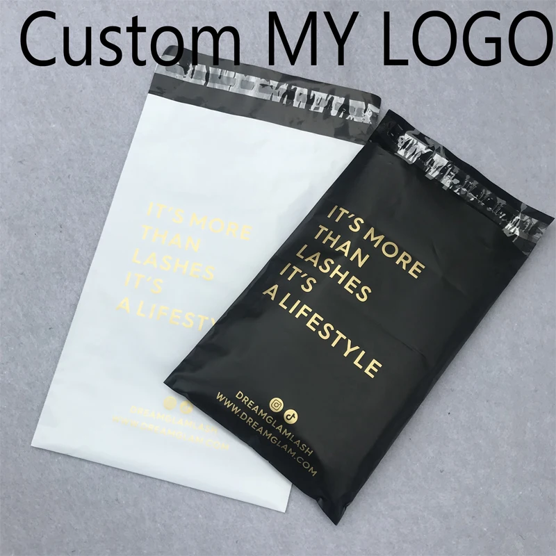 custom poly mailer with logo gold shipping bags Delivery mailer bags courier bags with logo for clothing