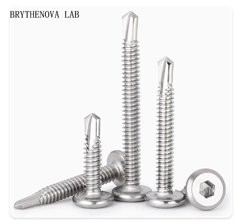 410 Stainless Steel Flat Head Hex Socket Point Drill Countersunk Self-tapping Self-drilling Dovetail Screws (M5M6)