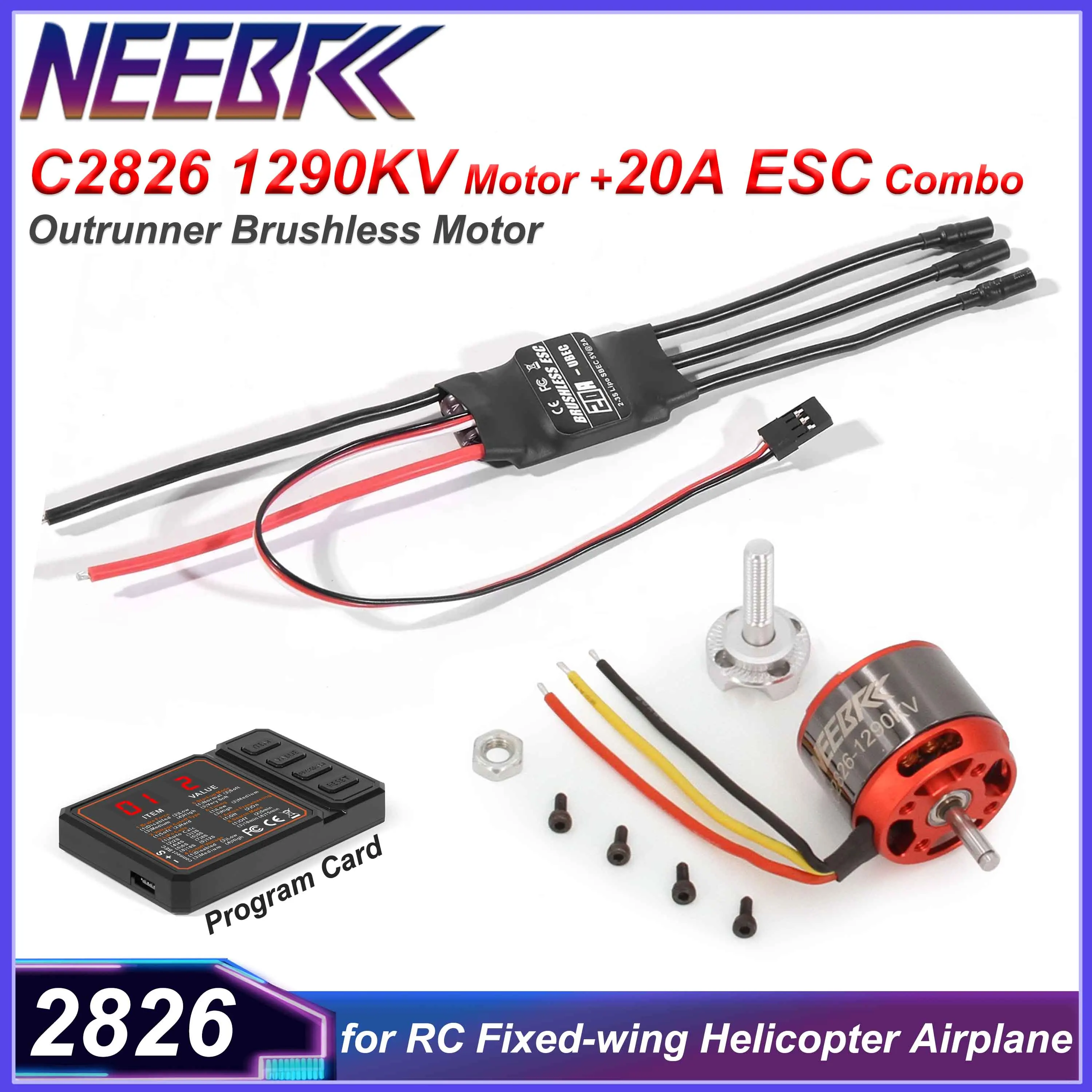 NEEBRC C2826 1290KV Outrunner Bürstenlosen Motor 2-3S 20A ESC Combo für RC Starrflügel FPV Drone Flugzeug flugzeug Quadcopter Teile
