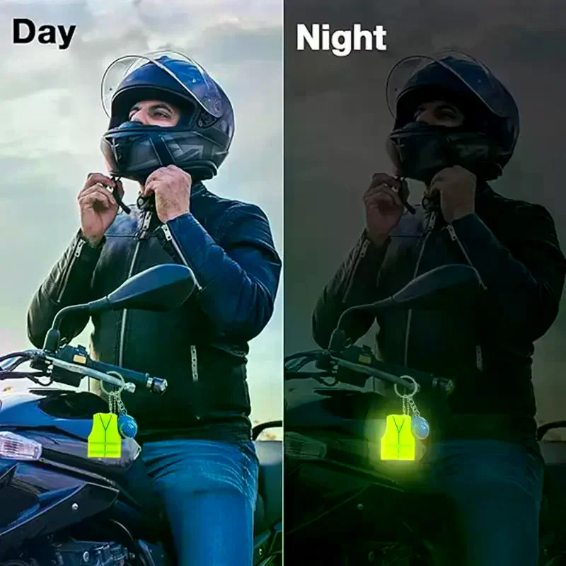 Keychain Creative Vest Safety Helmet Shaped Night Travel Reflective Pendant For Backpack Luggage Accessories