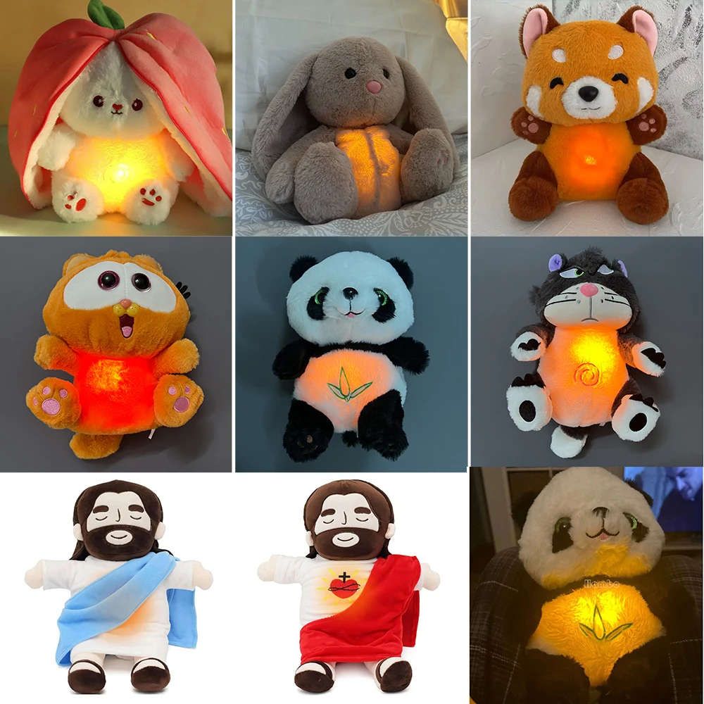 40CM Breathing Jesus Soothe Plush Toy for Kids Soft Soothing Jesus Plushies Comforting Jesus Heart Toy Easter Christmas Gifts