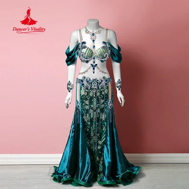 

Belly Dancing Competition Clothing Customized Senior AB Stones Sequin Embroidery Tassel Suit Oriental Dance Performance Costume