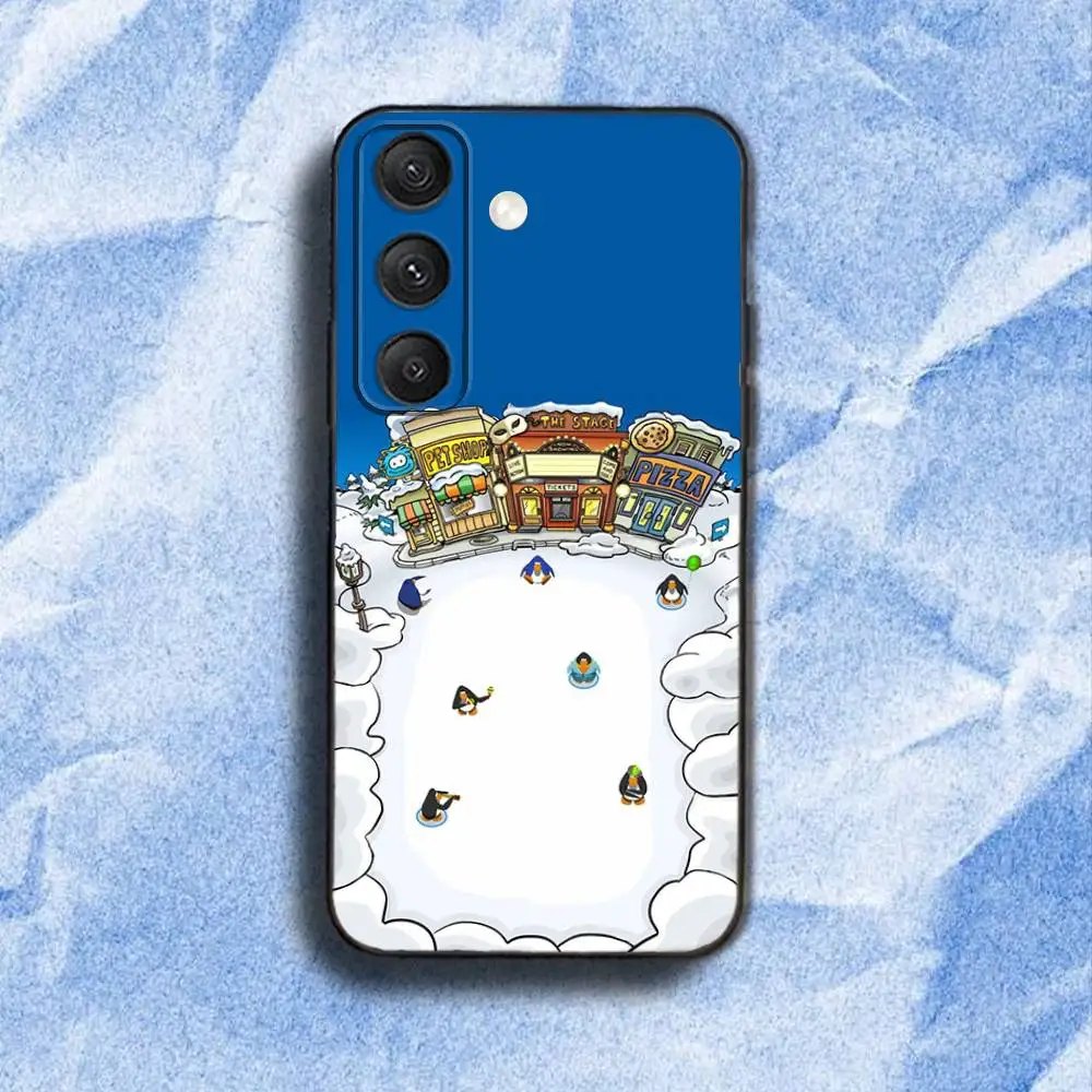 حافظة هاتف لعبة C-Club P-PenguinS لهاتف سامسونج S 25,24,23,22,30,21,10,9,Ultra,Plus,Lite,FE,4,5G حافظة ناعمة سوداء