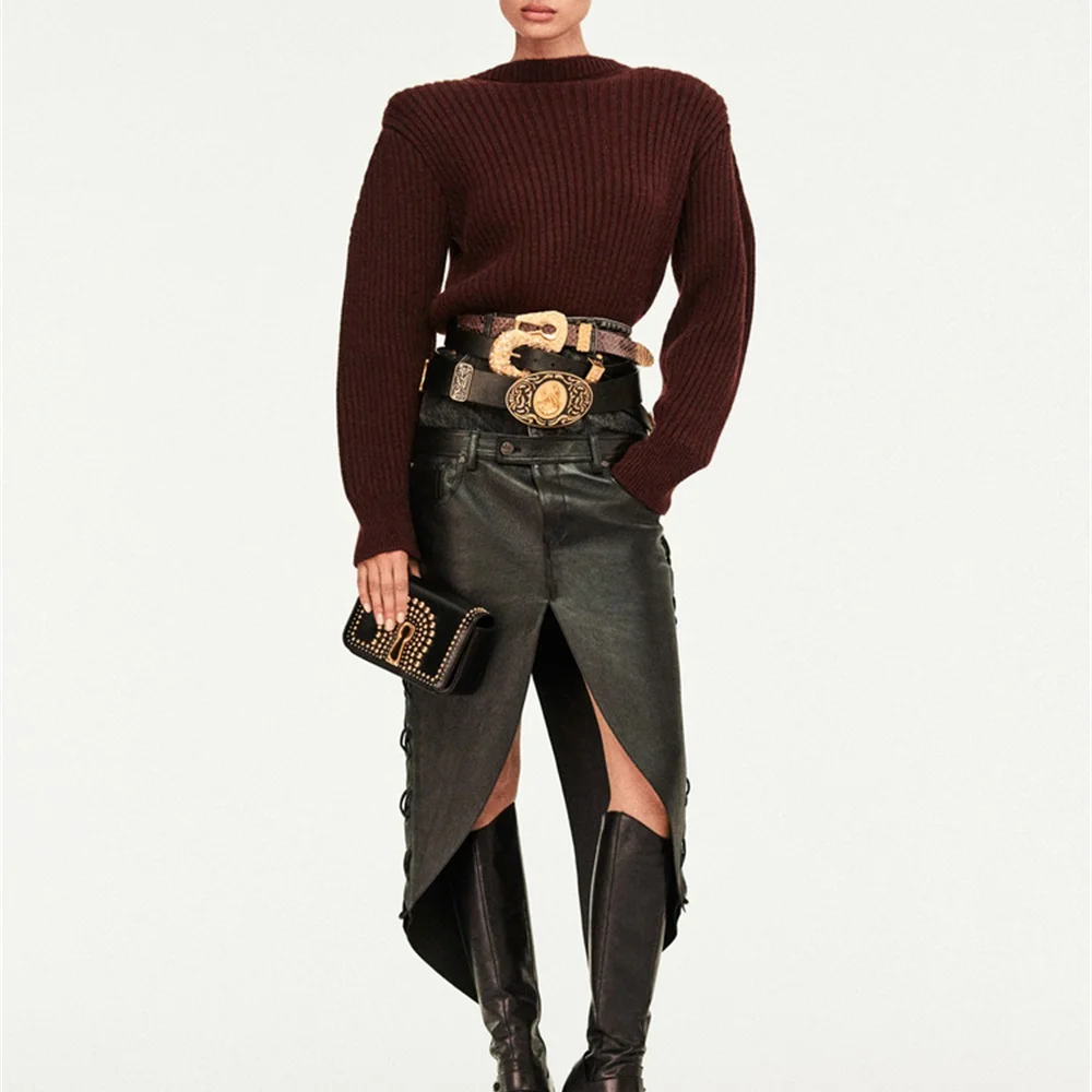 

Женская зимняя одежда, свитер, трикотаж, эластичный женский пуловер с круглым вырезом и завязками, Y2K, новый модный высококачественный топ, бюстгальтер