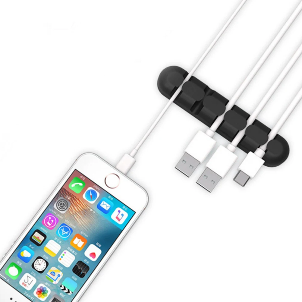 

Silicone Organizer Management Clips Cable Winder For Usb Plug Holder Data Cable Storage Cables Black