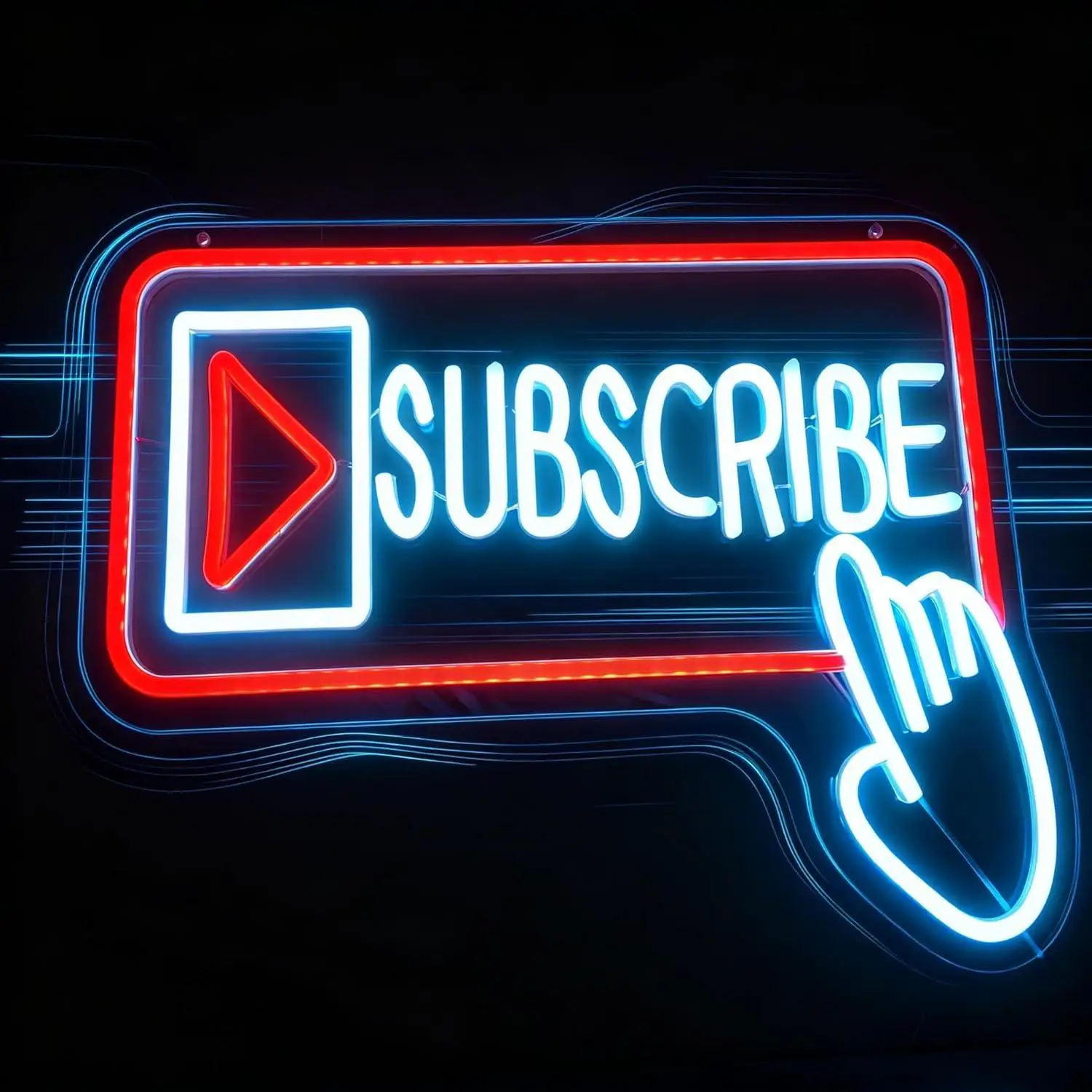 

Subscribe Neon Sign Stylish Play Button Cursor Wall Light for Streamers/Gamers Content Creator Rooms Home Office Special Gifts