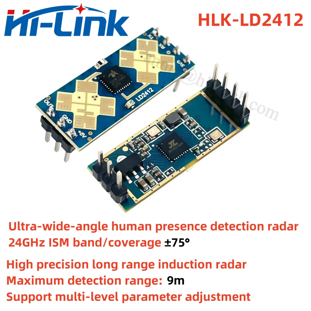 Hilink new HLK-LD2412 24GHz Human Presence Sensing Module Sensor Millimeter wave radar wide Angle detection 9m ±75° Smart Home