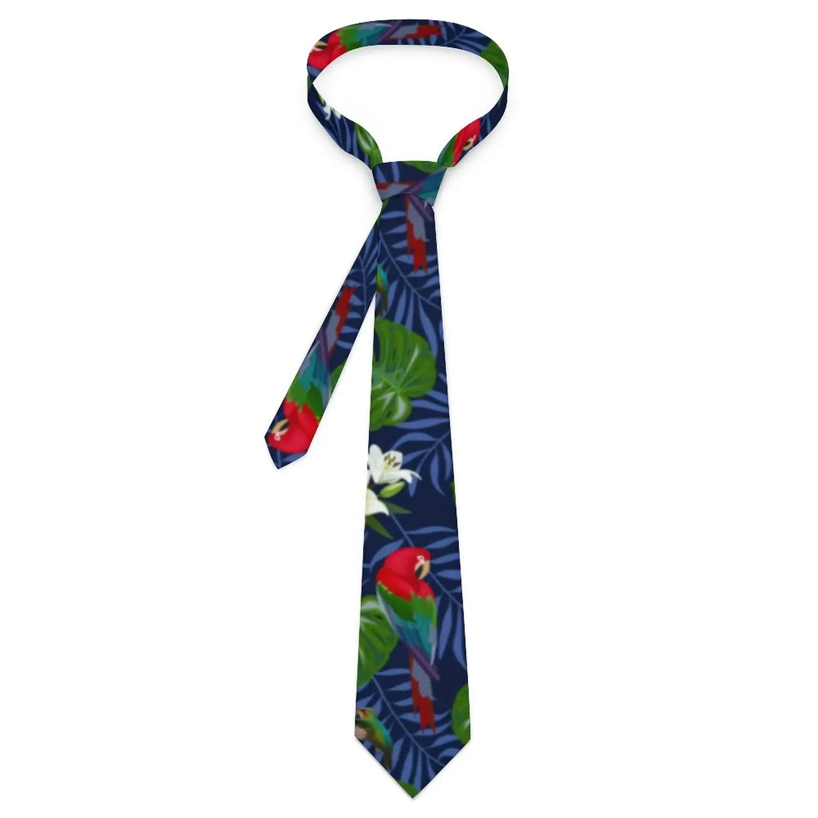 

Tropical Palm Tie Red Macaws Printed Neck Ties Retro Trendy Collar Tie For Male Daily Wear Party Necktie Accessories