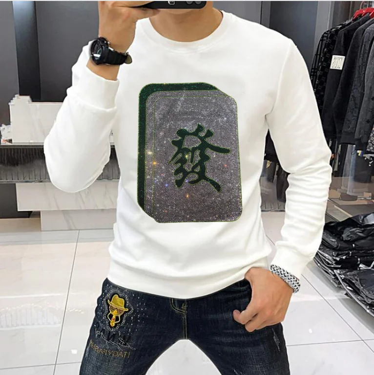 

Designer Rhinestone pullover Sweatshirt for holiday size S-4XL brand designer top drop shipping