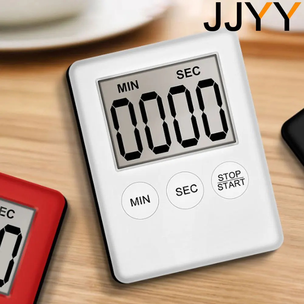 JJYY سوبر ميني LCD شاشة ديجيتال المطبخ الموقت مربع المطبخ العد التنازلي إنذار المغناطيس ساعة النوم ساعة توقيت على مدار الساعة الموقت