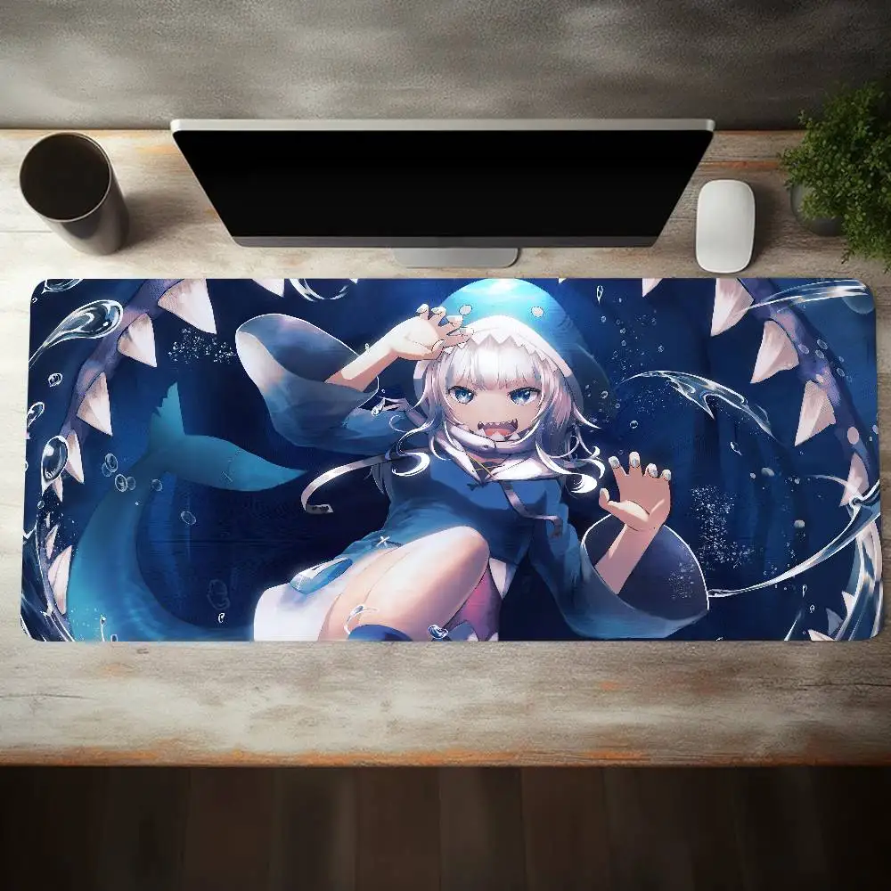 Anime Virtual Girl Gawr Gura Mouse Pad Large Gaming Keyboard Mat LockEdge Rubber Computer Office Accessories