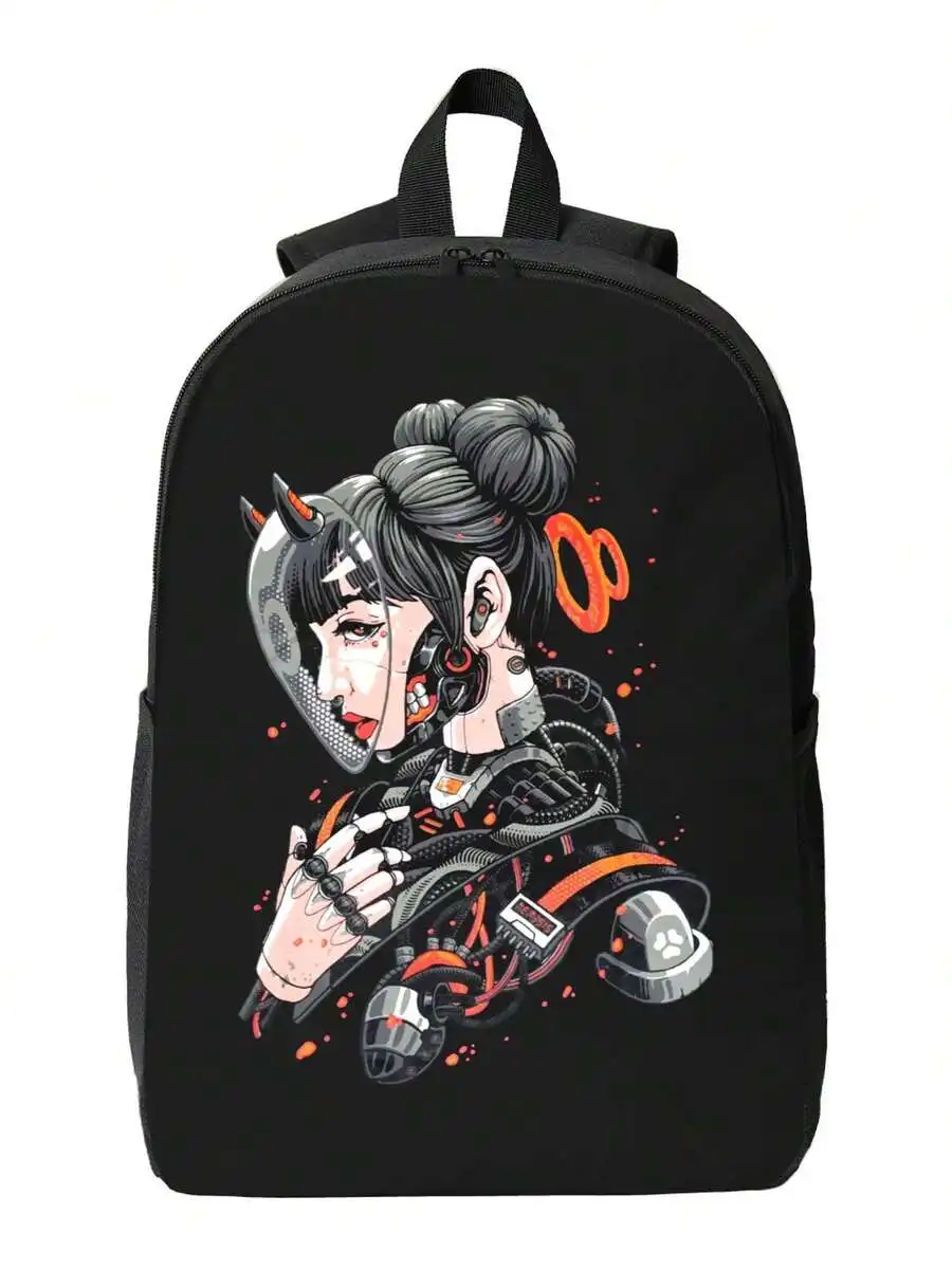 Cyberpunk Cyborg Girl Waterproof Backpack Large Capacity Anti-Theft Laptop Bag Travel School College Work Casual Unisex Daypack - view 2