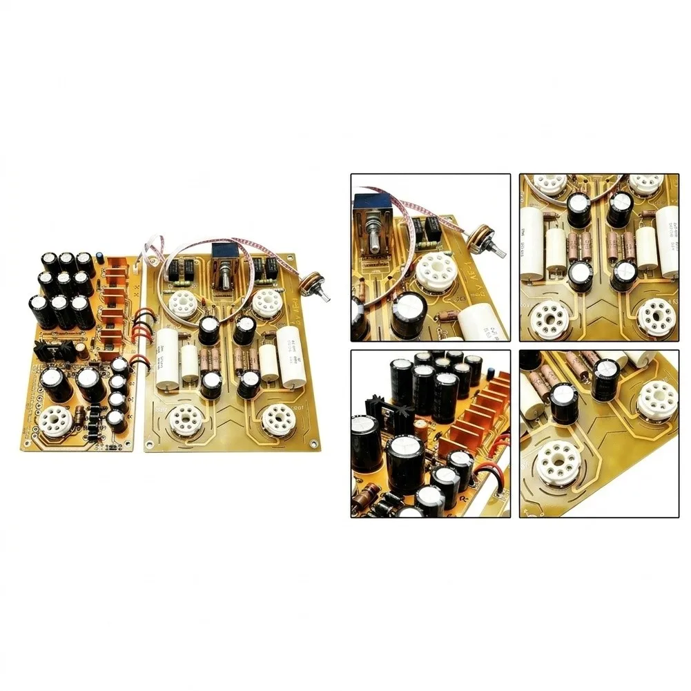 6SN7 Tube Preamp Board Kit Including PSU Board for HiFi Audio Projects 4 Input Connections Double Sided Gold PCB
