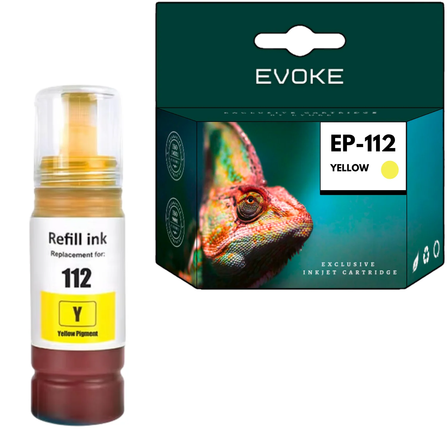 Evoke Compatibele Inkt voor Epson 112 C13T06C44A Geel 70 ml 6000 Pagina's Ecotank L11160 15150 15160 6460 6490 6550 6570; Ecotank Pro L15180