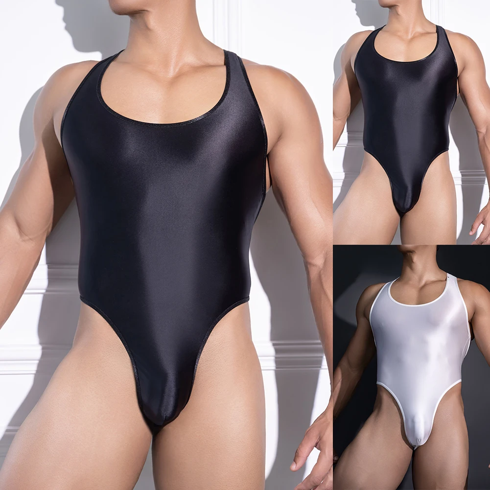 Olejkowy Błyszczący Męski Kombinezon Klubowy Lekki Materiał 70% Nylon 30% Spandex Wysoka Elastyczność Rozciągliwy Przezroczysty Siateczkowy