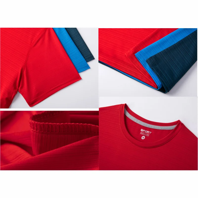 شعار مخصص جولة الرقبة قصيرة الأكمام تي شيرت التجفيف السريع الرياضة الجري تنفس أعلى الطباعة التطريز الملابس