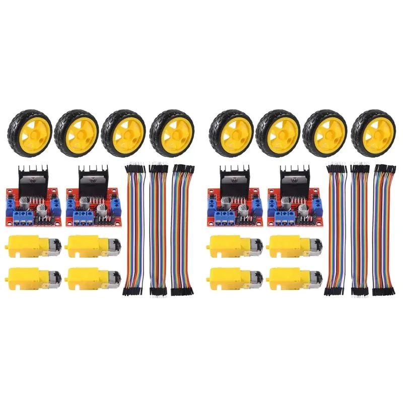 

【PUBLICITY】8PCS DC 3-6V Electric Motor With 4Pcs Plastic Tire Wheel Dual Shaft Gear Motor Gear Motor DIY Kit For Smart Car Kit