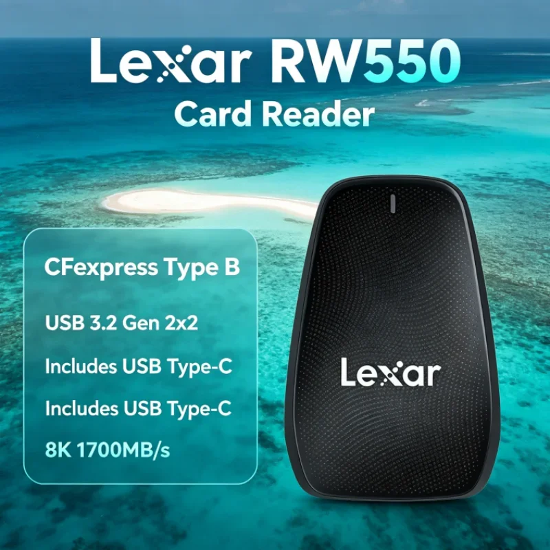 Lexar RW550 USB 3.2 Gen 2x2 8K 20Gbps CFexpress Type B Reader USB Type-C Card Reader for 8K Video Transfer