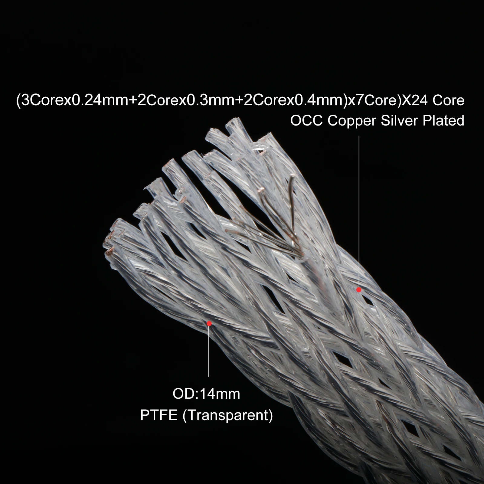 12AG 24cores Braid bulk cable Audio Speaker Wire High Purity Silver Plated OCC Cable 16 Strands  HIFI DIY Loudspeaker Cables