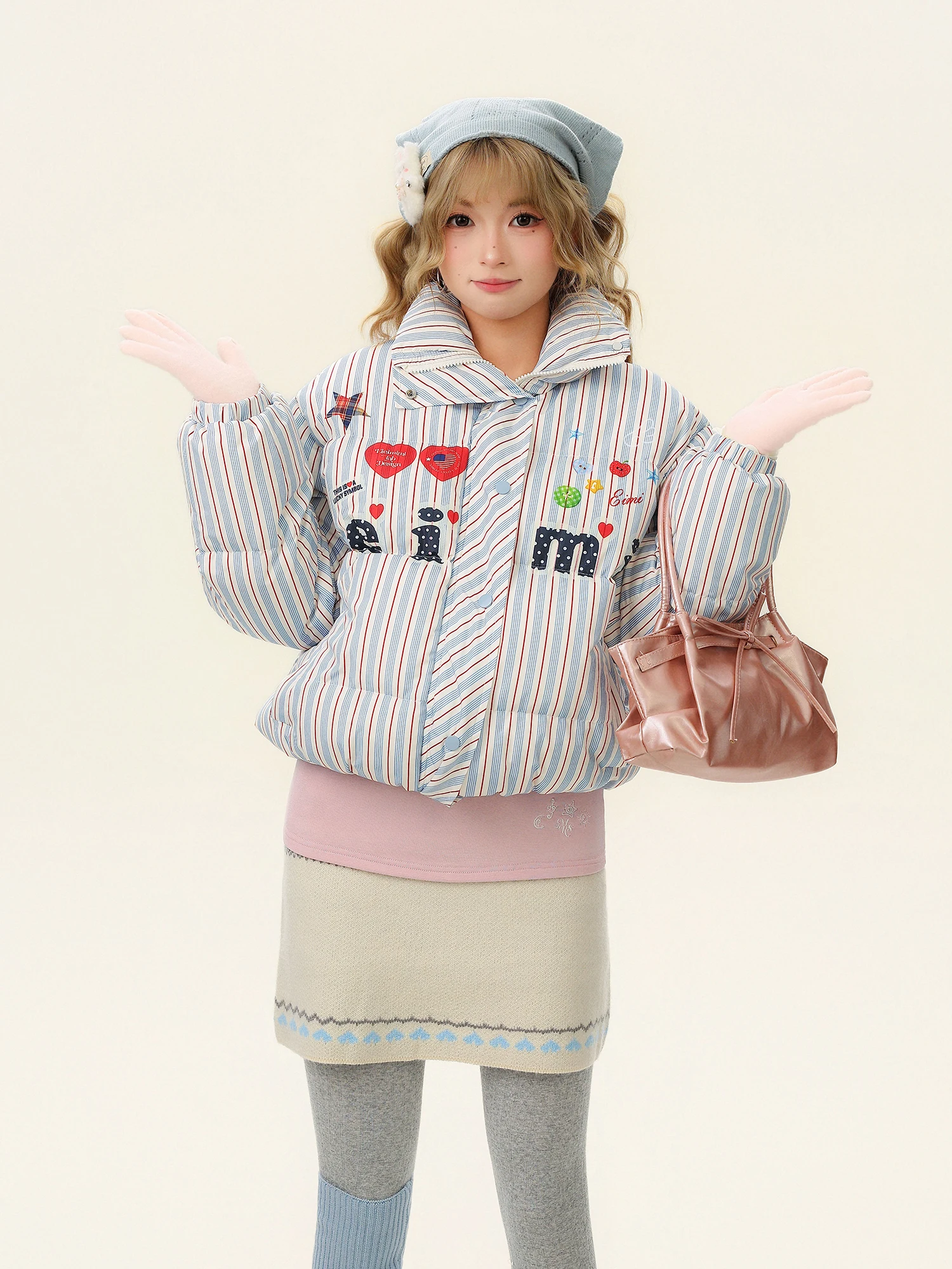 

Женская зимняя теплая повседневная верхняя одежда из хлопка Thiened, пальто-куртка с принтом-буквой и воротником-стойкой