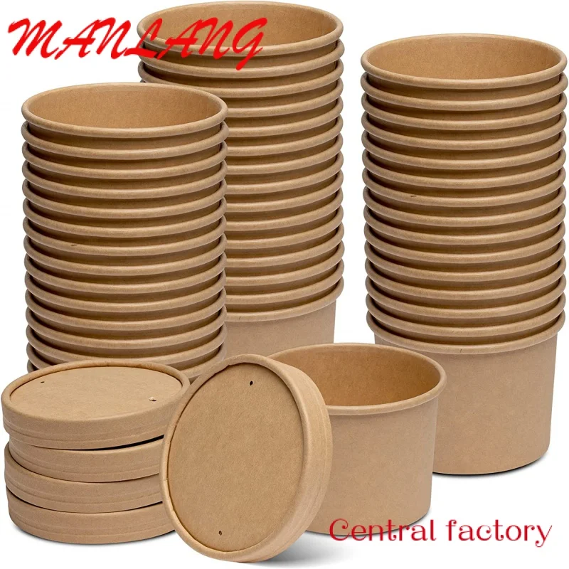 Custom  Biodegradable Fast Food Packaging Take Away Container Paper Soup Cup/ Paper Noodle Cup With Lid