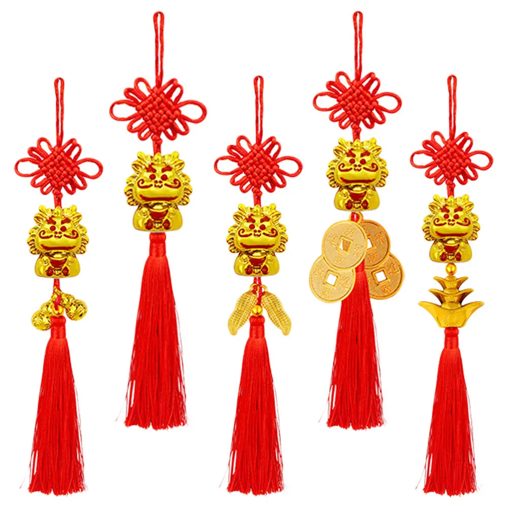 

5Pcs Chinese New Year Dragon Hanging Charm Tassel Pendant Festival Decor Indoor Outdoor Spring Festival Gift