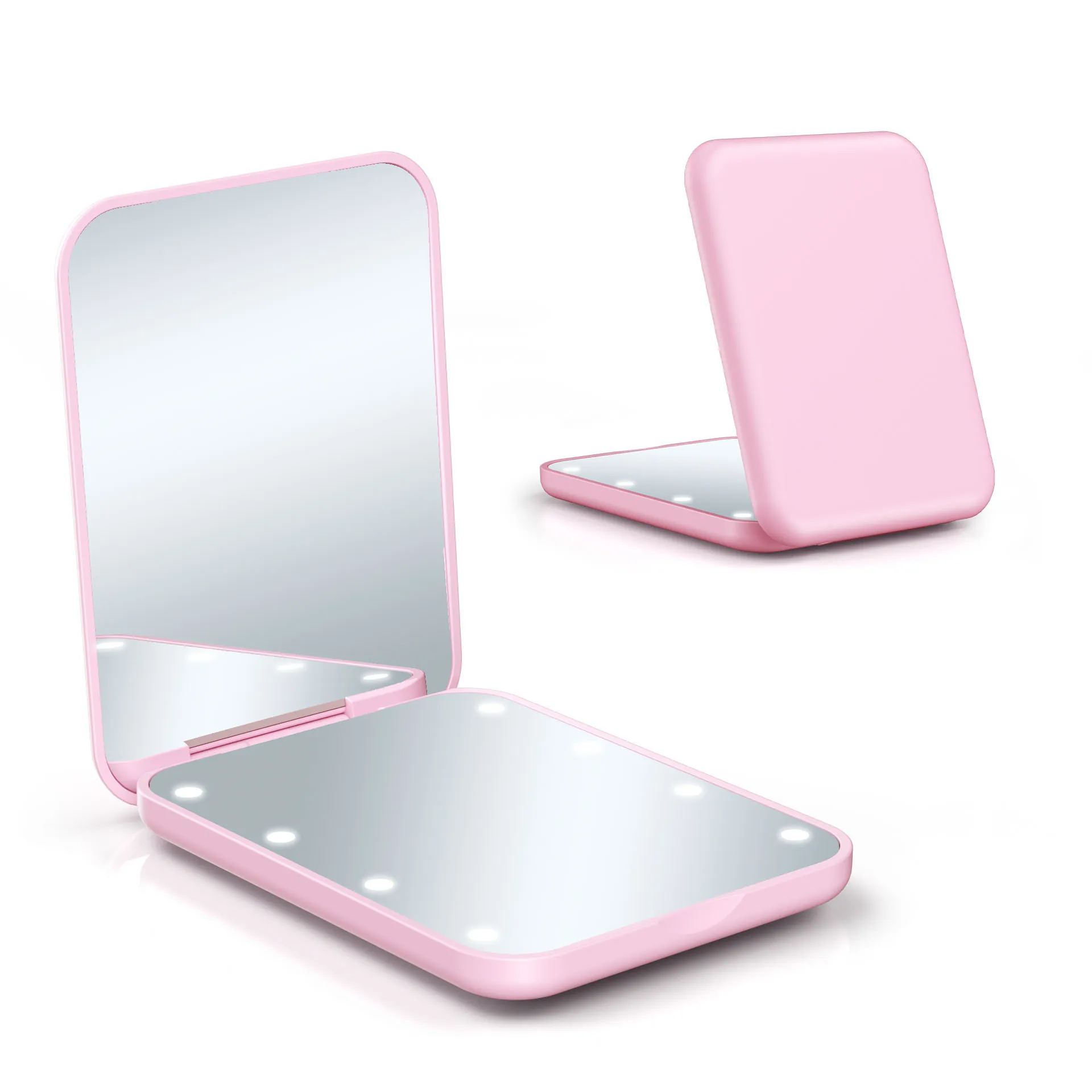 Pocket Mirror, 1X/3X Magnification LED Compact Travel Makeup Mirror with Light for Purse, 2-Sided, Portable, Folding, Handheld