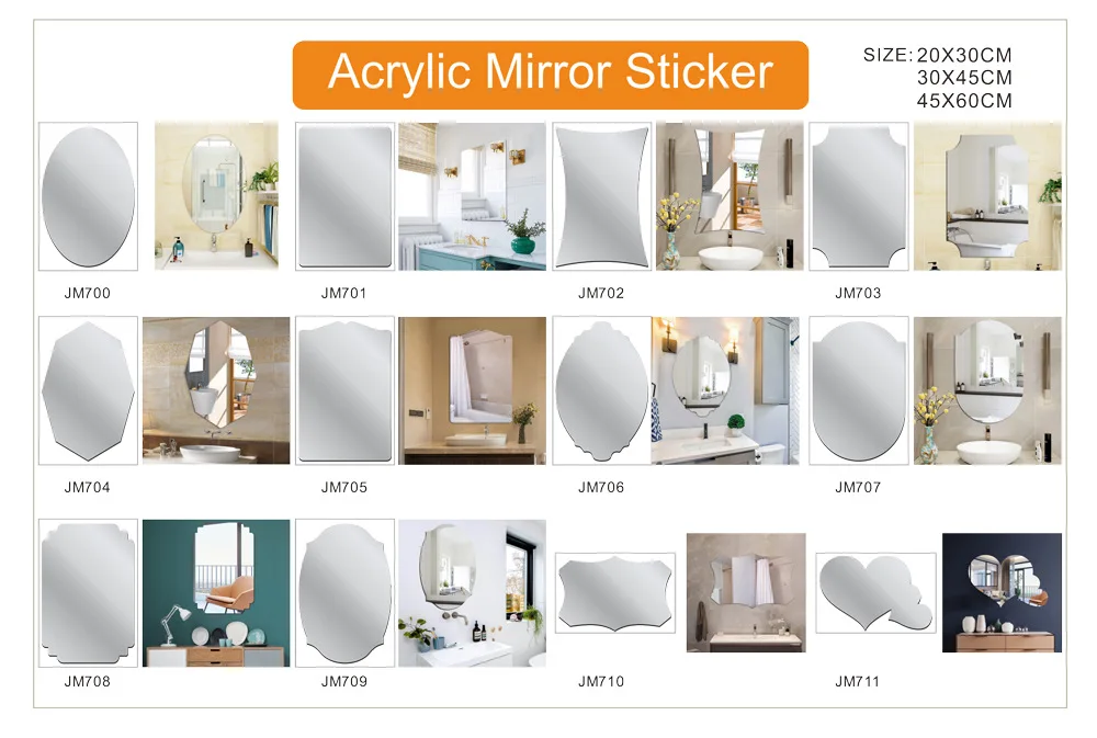 DIY Creative Rectangle Mirror Wall Stickers Decoration for Bedroom Bathroom Living Room Girls Makeup Gift Home Decor